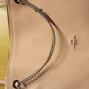 Coach Pink Leather Shoulder Bag with Chain Strap